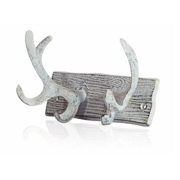 Cast Iron Antler Wall Hook - White Wash - Picture 2 of 2